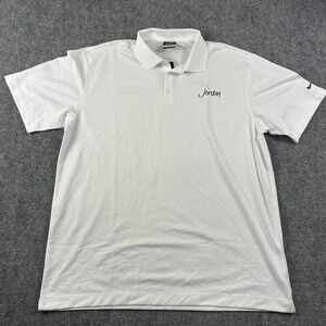 Nike Dri-FIT Polo Shirt Mens 2XL White Jordan Logo Golf Performance Top